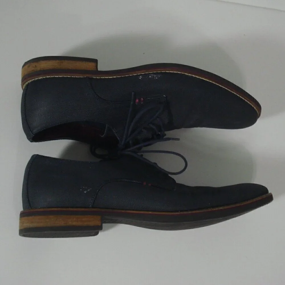 Call It Spring Shoes Oxford Men's Size 12 Blue Almond Toe Textured Canvas